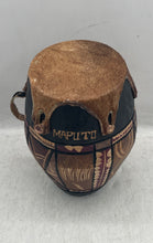 Load image into Gallery viewer, Carved Wooden African Tribal Drum Maputo Souvenir Fur Hide Top With Handle