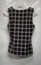 Load image into Gallery viewer, Calvin Klein Womens Black Windowpane Plaid Square Neck Pullover Blouse Top Sz XS