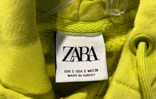 Load image into Gallery viewer, Zara Womens Neon Green Long Sleeve Pocket Pullover Hoodie Size Small