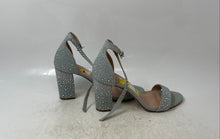 Load image into Gallery viewer, Madden Girl Womens Blue Glitters Block Heels Ankle Strap Sandals Size 6.5 M