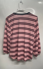 Load image into Gallery viewer, 7th Avenue New York & Company Womens Pink Black Striped Blouse Top Size M