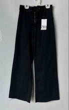 Load image into Gallery viewer, Zara Womens Black Denim Pockets Raw Hem Wide-Leg Jeans Pants Size 2 With Tag