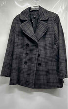 Load image into Gallery viewer, New York & Company Womens Gray Black Double Breasted Peacoat Size 14