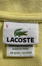 Load image into Gallery viewer, Lacoste Mens Yellow Cotton Short Sleeve Collared Golf Polo T-Shirt Size 5