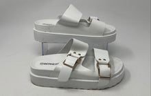 Load image into Gallery viewer, Berness Womens White Double Buckle Slip-On Platform Slide Sandals Size 8