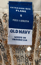 Load image into Gallery viewer, Old Navy Womens Gold Sequin Extra High Rise Flared Leg Trouser Pants Size S