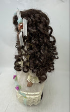 Load image into Gallery viewer, Collection Ivory Dress Ribbon Open Eyes Brown Hairs Fashion Porcelain Doll