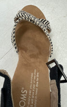 Load image into Gallery viewer, Toms Womens Black White Open Toe Cork Wedge Platform Strappy Sandals Size 7.5