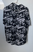 Load image into Gallery viewer, Forever 21 Mens White Black Tie-Dye Print Short Sleeve Button-Up Shirt Size L