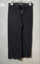 Load image into Gallery viewer, Zara Womens Black Dark Wash Stretch Pockets Cropped Wide-Leg Jeans Size 4