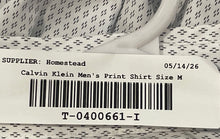 Load image into Gallery viewer, Calvin Klein Mens White Printed Slim Fit Long Sleeve Dress Shirt Sz M With Tags