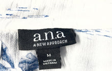 Load image into Gallery viewer, A.N.A Womens White Blue Tropical Print Short Sleeve Button-Up Shirt Size M