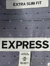 Load image into Gallery viewer, Express Mens Blue Cotton Long Sleeve Collared Dress Shirt Size Medium
