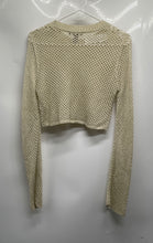 Load image into Gallery viewer, Forever 21 Womens Beige Crew Neck Long Sleeve Cropped Blouse Top Size Large