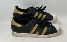 Load image into Gallery viewer, Adidas Mens Superstar HP5498 Black Gold Lace-Up Low Top Sneaker Shoes Size 12
