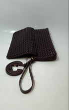 Load image into Gallery viewer, Zara Womens Brown Faux Leather Woven Adjustable Strap Flap Crossbody Bag
