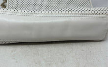 Load image into Gallery viewer, Cole Haan Womens White Perforated Leather Turn Lock Flap Shoulder Handbag