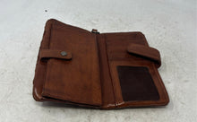 Load image into Gallery viewer, Womens Brown Leather Woven Outer Pocket Credit Card Slot Bifold Wallet