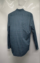 Load image into Gallery viewer, Zara Mens Blue Printed Long Sleeve Button-Up Shirt Size Medium