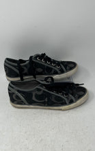Load image into Gallery viewer, Coach Womens Dee Q998 Black Silver Monogram Print Lace-Up Sneaker Shoes Size 6.5