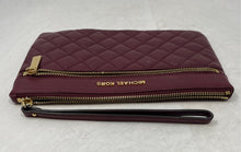 Load image into Gallery viewer, Michael Kors Womens Burgundy Quilted Leather Zip Top Lined Wristlet Wallet