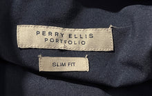 Load image into Gallery viewer, Perry Ellis Portfolio Mens Navy Blue Long Sleeve Slim-Fit Dress Shirt Sz 16 1/2