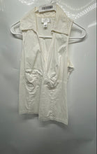 Load image into Gallery viewer, Ann Taylor Loft Womens White Side Zip Sleeveless Collared Blouse Top Size 10