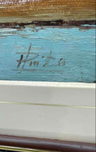Load image into Gallery viewer, Man With Fishing Net On Boat By Rodolfo Framed Landscape Art Painting