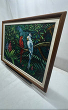 Load image into Gallery viewer, Framed Tropical Rainforest Birds On The Tree Art Painting By C. Loft