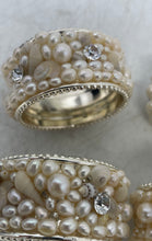Load image into Gallery viewer, Set Of 4 Pcs Isabella Adams Silver-Tone Faux Pearl Beads Napkin Rings With Box