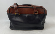 Load image into Gallery viewer, Laro Womens Black Brown Snakeskin Leather Double Handle Zipper Shoulder Bag
