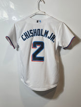 Load image into Gallery viewer, Nike Boys White Miami Marlins Chisholm Jr. #2 MLB Baseball Jersey Size S