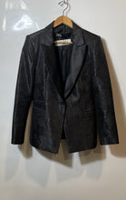 Load image into Gallery viewer, Zara Womens Black Jacquard Shiny Effect One-Button Blazer Size Medium