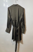 Load image into Gallery viewer, Guess Womens Green Long Sleeve Collared Satin Wrap Dress Size Large