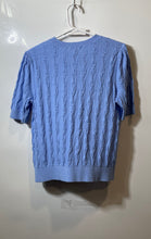 Load image into Gallery viewer, Loft Womens Blue Cotton Short Sleeve Crew Neck Pullover Sweater Size L