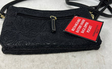 Load image into Gallery viewer, Stone Mountain Womens Black Back Zipper Adjustable Strap Crossbody Bag With Tags
