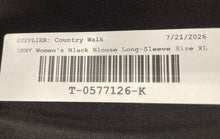 Load image into Gallery viewer, DKNY Womens Black Long Sleeve Pullover V-Neck Draped Wrap Blouse Top Size XL