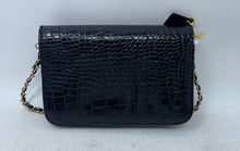 Load image into Gallery viewer, Bebe Womens Fabiola Black Croc-Embossed Leather Chain Strap Crossbody Bag W/ Tag