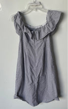 Load image into Gallery viewer, Banana Republic Womens Gray White Striped Off The Shoulder Shift Dress Size 0
