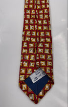 Load image into Gallery viewer, Givenchy Mens Red Yellow Geometric Print Silk Keeper Loop Adjustable Pointed Tie
