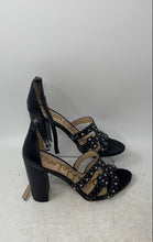 Load image into Gallery viewer, Sam Edelman Womens Yasha Black Silver Leather High Heel Ankle Strap Sandals Sz 8