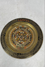 Load image into Gallery viewer, Cancun Mexican Mayan Aztec Brass Enamel Calendar Collectible Wall Hanging Plate