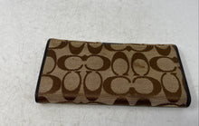 Load image into Gallery viewer, Coach Womens Legacy Brown Signature Print ID Window Card Holder Bifold Wallet