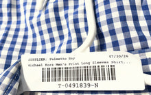 Load image into Gallery viewer, Michael Kors Mens Blue White Gingham Print Cotton Long Sleeve Dress Shirt Size L