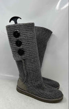 Load image into Gallery viewer, UGG Womens Classic Cardy Gray Knit Round Toe Button Knee High Boots Size 7