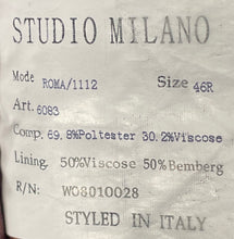 Load image into Gallery viewer, Studio Milano Mens Black Roma 1112 Long Sleeve 3-Button Blazer Size 46R