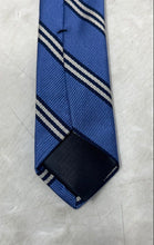 Load image into Gallery viewer, Brooks Brothers Mens Blue And White Striped Keeper Loop Adjustable Pointed Tie