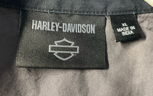 Load image into Gallery viewer, Harley Davidson Mens Gray Blue Embroidered Short Sleeve Button-Up Shirt Size XL