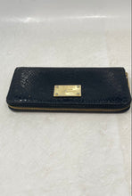 Load image into Gallery viewer, Michael Kors Womens Black Leather Animal Print Inner Pocket Zip-Around Wallet