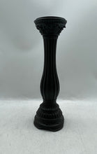 Load image into Gallery viewer, Antique Fitz & Floyd Matte Black Resin Fluted Pedestal Design Candlestick Holder